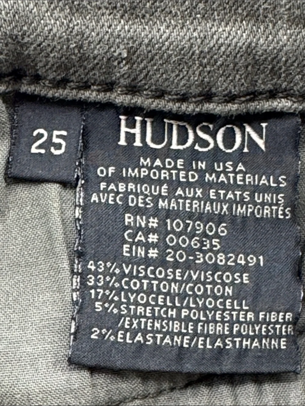 Hudson Nico Midrise Ankle Jeans Women's Sz 25 NWT Tropper Green
